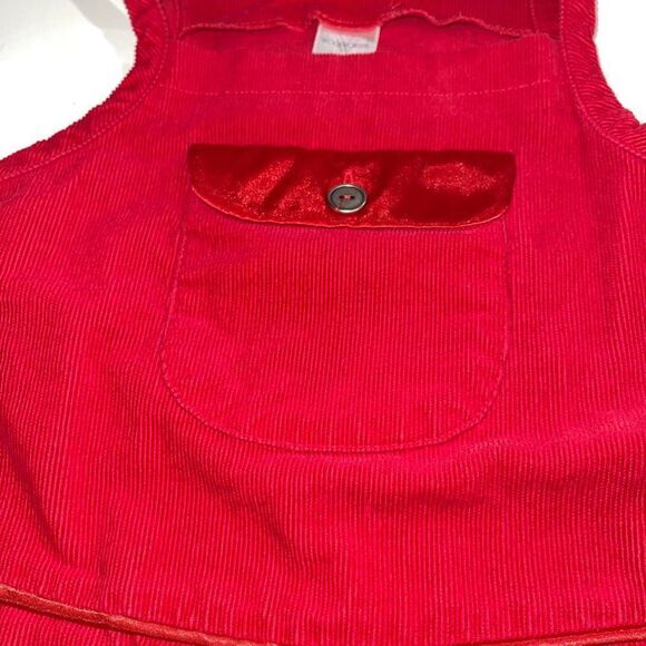 Woolworth's Red Corduroy Jumper Dress w/ Appliqu Dog & Paw Prints‎ - Size 7 - Picture 3 of 6